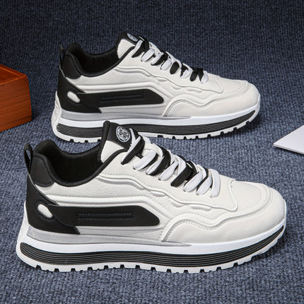 New 2025 Men'S Lace-Up Thick-Soled Sneakers in a Color-Block Design, Perfect for Casual Sports