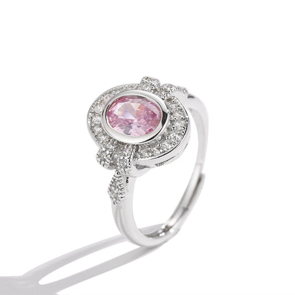 Womens Light-Luxury Waterdrop Ring With Colorful Gemstones