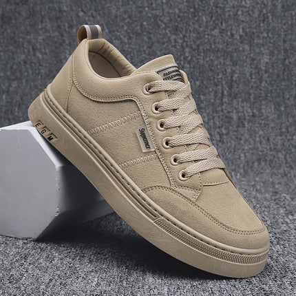 Men's Anti-Odor Anti-Slip Breathable -like Upper & Rubber Sole Work Shoes - Beige Low-Top Sneakers with Arch,