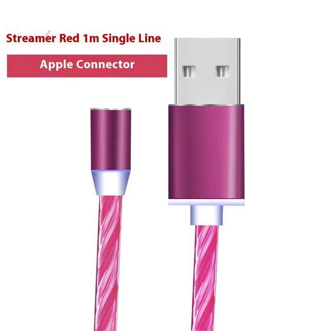 Colorful Streamer Mobile Phone Cable Magnetic Three-in-one USB Data Cable