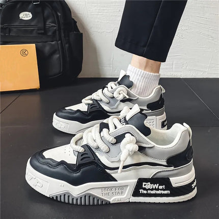 Men'S 2025 New Thick Platform Sneakers - Height-Increasing Lift, Low-Top Lace-Up Casual Sports Shoes