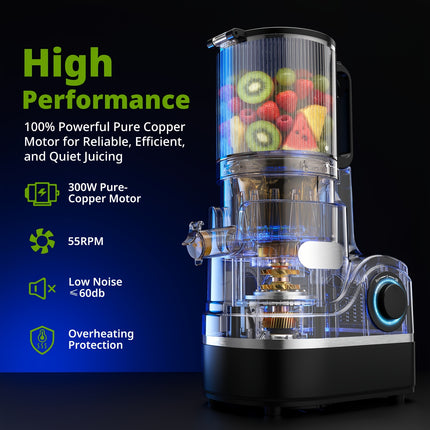 Juicer, Fruit & Vegetable Juicer - 15cm Wide Feed Chute For Whole Fruit Juicing, Unique Filter-Free Design