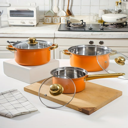 12-Piece Stainless Steel Cookware Set - Non-Stick Pots and Pans with Lids,