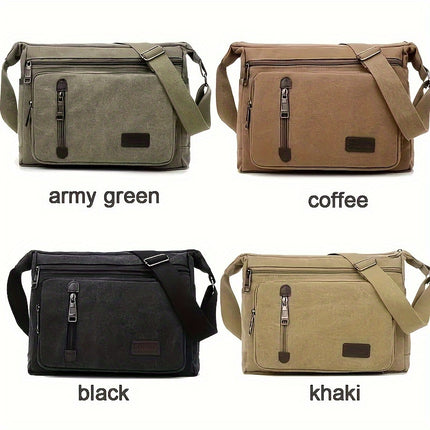 Large Capacity Multi-Pocket Crossbody Shoulder Bag with Adjustable Strap - Heavy-Duty Casual Outdoor