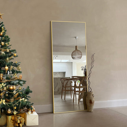 Floor Mirror- Aluminum Alloy Frame Full Body Mirror for Bathroom Living Room Bedroom and Entryway