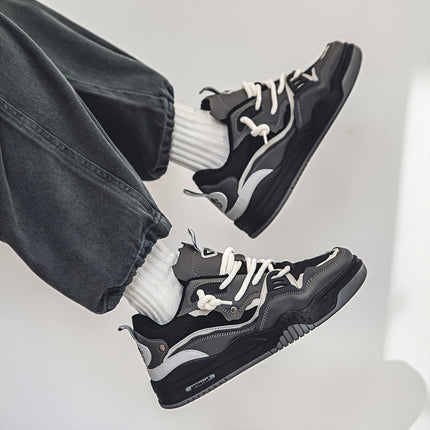 Men'S Stylish Skate Shoes, Suitable for Daily Casual Wear in All Seasons, Featuring Trendy Color Blocking