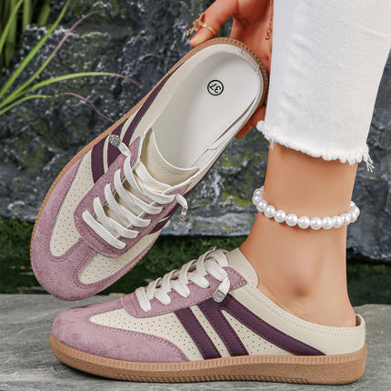 Pink Eyelet PU Leather Patchwork Color Pop Sneakers