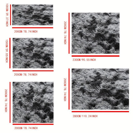1pc, Tie-Dye Dark Gray Long Plush Soft Indoor Carpet, Modern Luxurious Plush Carpet Home Decor