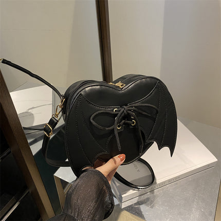 Heart Shape Bag Strap Design Bat Wings One Shoulder Crossbody Bag
