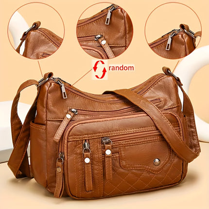 Fashionable Large Capacity PU Shoulder Bag Multifunctional Crossbody Bag