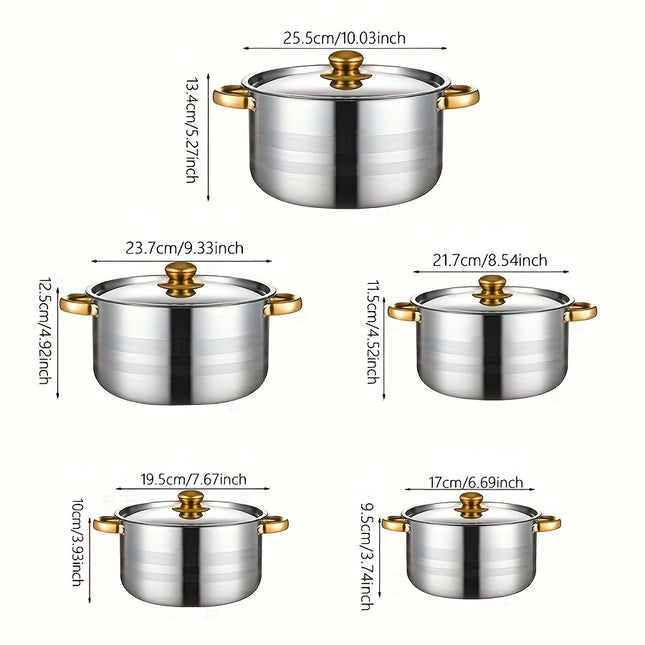 10pcs Set Of Stainless Steel Pots, Specifications Are