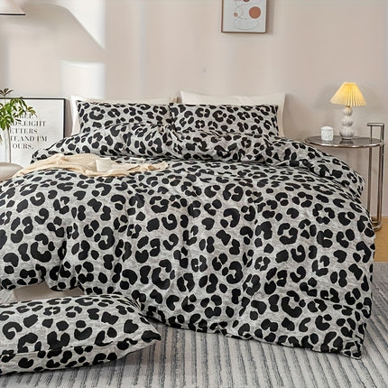 3pcs Leopard Print Duvet Cover Set - & Animal Print, Zipper Closure, Machine Washable