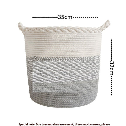 Cotton String Woven Laundry Basket Large Capacity Living Room Bedroom Toy Fabric Storage