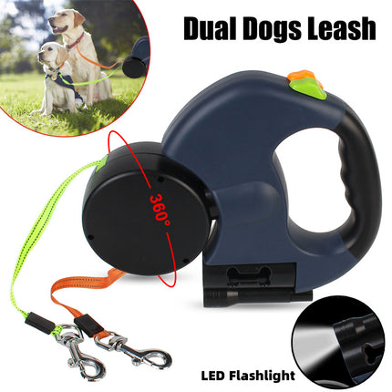 Retractable Dog Leash For Small Dogs Reflective Dual Pet Leash Lead 360