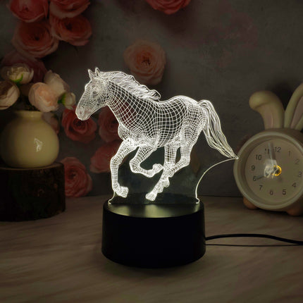 Elegant 3D Horse Lamp with USB Port - Realistic Running Horse Design, Acrylic & ABS Material