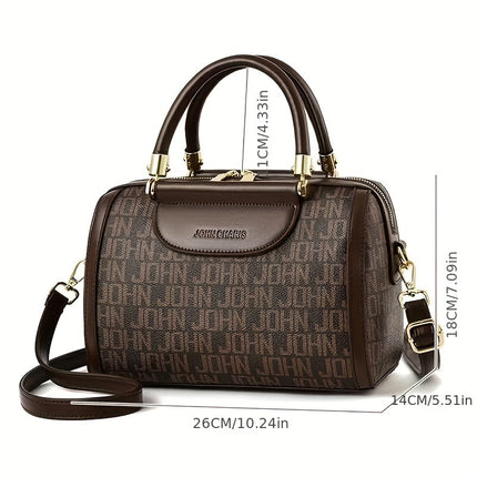 Designer-Inspired Boston Handbag for Women, Large Capacity Shoulder Bag with Zipper Closure
