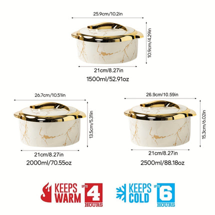 3 Pcs, Golden Touch Food Warmer, Thermal Casserole Dish Set with Lids,