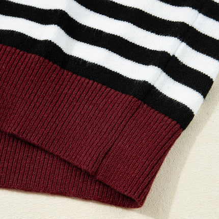 Color black Striped Panels Colorblock Sleeve Chic Sweater