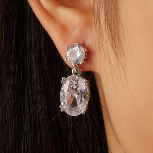 Ins Drop-shaped Rhinestones Earrings Creative Personality Alloy Oval Earrings