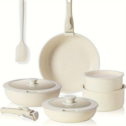 Cookware Set - Pots and Pans Set with Detachable Handle, Induction, Dishwasher Oven Safe