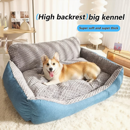 Extra-Large Luxury Plush Pet Sofa Bed - Thick, Warm with High Backrest for Cats & Dogs, Easy Clean, All-Season Comfort
