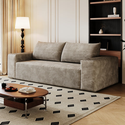 Sofa Deep Seat, Comfy Corduroy Cloud Sofa, No Assembly Required, Champagne Color,