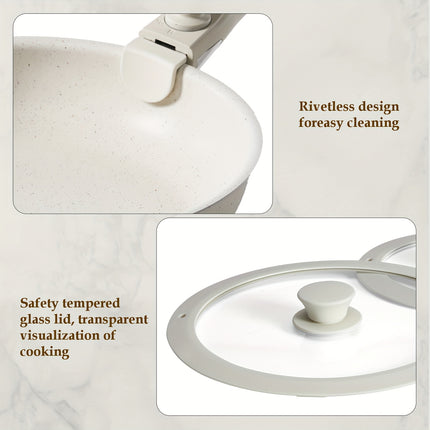 12pcs Cookware Sets White Granite Kitchen Accessories, Nonstick Pots And Pans Set,