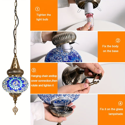 Turkish Moroccan Mosaic pendant ceiling lamp, lamp fixture with 6.1 meter or so rope and chain