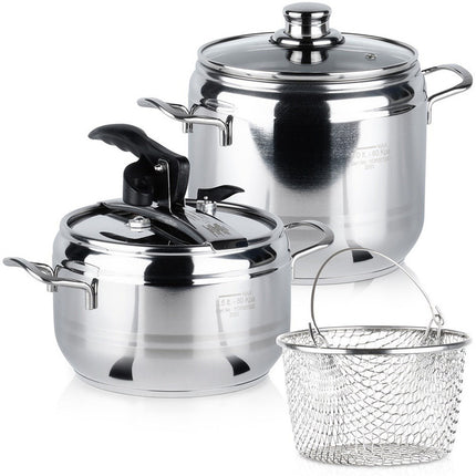 Professional Stainless Steel Pressure Cooker 3.5+5 L, 2-Piece Set