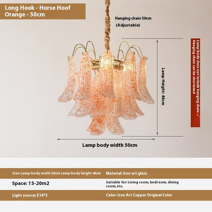 Crystal Shell Chandelier Retro Color Bedroom Glass Lamp