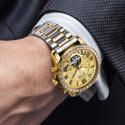 Men'S Automatic Watch, Roman Graduated Multifunction Multi-Dial Men'S Mechanical Watch With Year