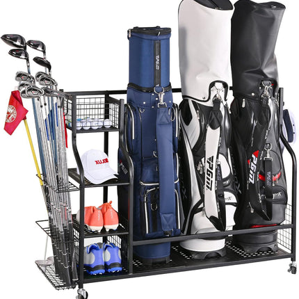 4 Golf Bag Organizer Garage Storage, Extra Large Golf Bag Storage Rack for Golf Bag, Golf Clubs and Golf Accessories, Golf Storage for Garage, Golf Clubs, Basement