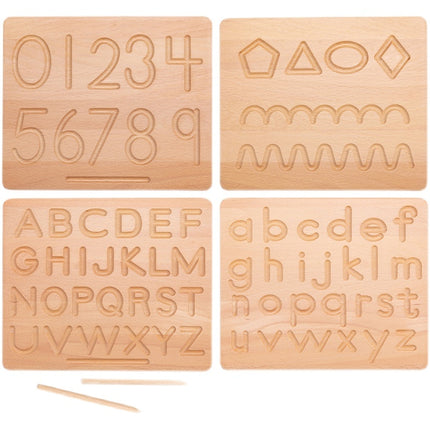 Baby Toys Educational Early Education Beech Wood Panel Number Alphabet Board