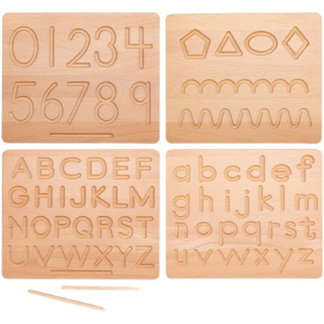 Baby Toys Educational Early Education Beech Wood Panel Number Alphabet Board