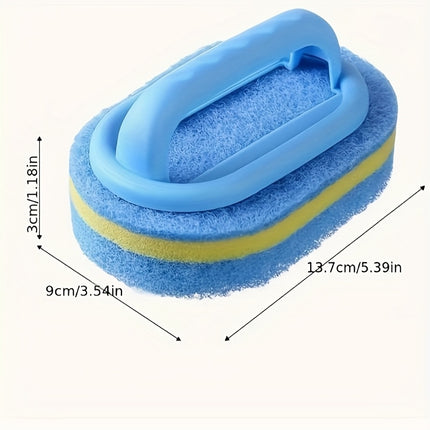 4pcs Set of Cleaning Brush Sponges with Handles, Blue + Pink, Thickened for Kitchen,