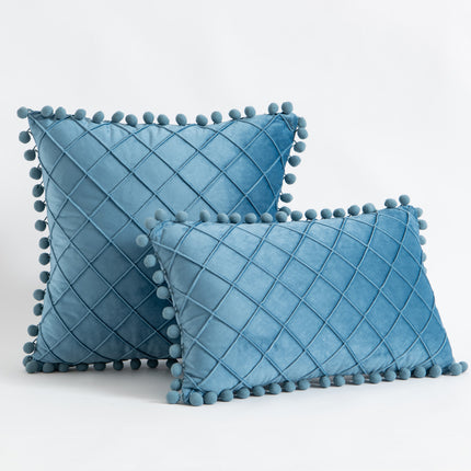 Velvet Solid Color Diamond Tassel Pillowcase