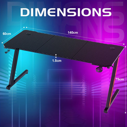 Desk Gaming Computer Gamer Desk Table with Cup Holder And Headphone Holder