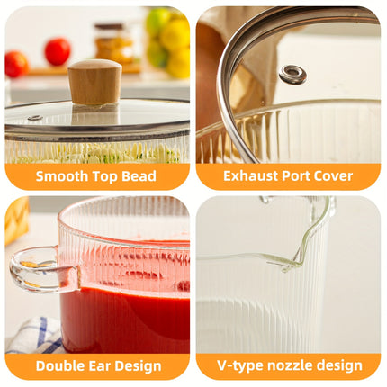 2Pcs Glass Pots for Cooking with Lids Simmer Pots Glass Saucepan Stovetop Pots