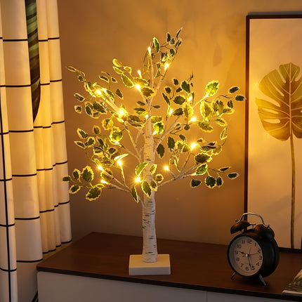 1pc of Green Birch Tree Light, 60.96 cm Tall with 24 LED Lights, Battery-Operated Artificial Tree Lamp