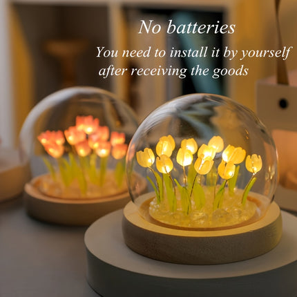 10pcs Tulip Night Light Set - Bedroom Artistic Floral Decoration, Luminous Tabletop Embellishment
