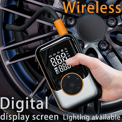 Portable Wireless Air Compressor Tire Inflator- with Digital Pressure Gauge, Emergency LED Light