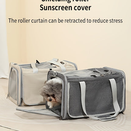 Large Roll-Up Cat Carrier for Outdoor Use, Portable, Breathable, Windproof