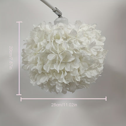 Fabric Three-Dimensional Flower Lampshade Made of Artificial Materials with Everlasting Flowers.
