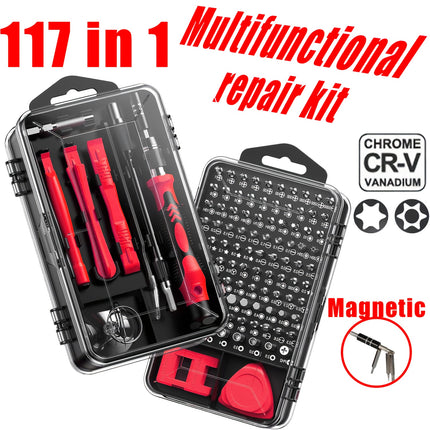117pcs Precision Screwdriver Set - Magnetic Repair Toolkit Featuring an Anti-Slip Ergonomic Handle