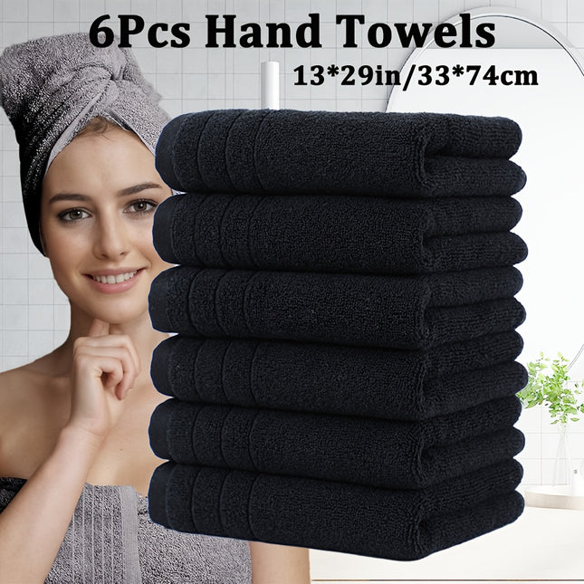 6pcs Soft Cotton Hand Towels, 450GSM, Thick & Absorbent for Winter Comfort, Quick-Drying,