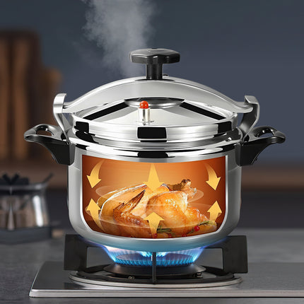 7L Aluminum Pressure Cooker, With Lock Cover And Crossbeam, Quick Cooking, Rubber Wood Handle