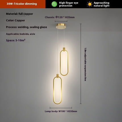 Modern Home Copper Bar Bedside Small Droplight