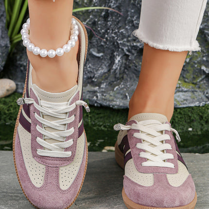 Pink Eyelet PU Leather Patchwork Color Pop Sneakers