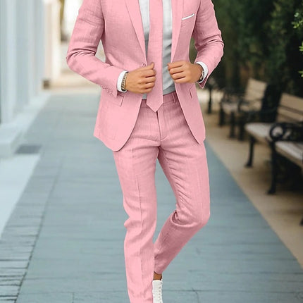 Men's New Linen Single Row One Button Suit
