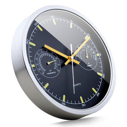 Thermohygrometer Metal Quartz Clock Wall Clock